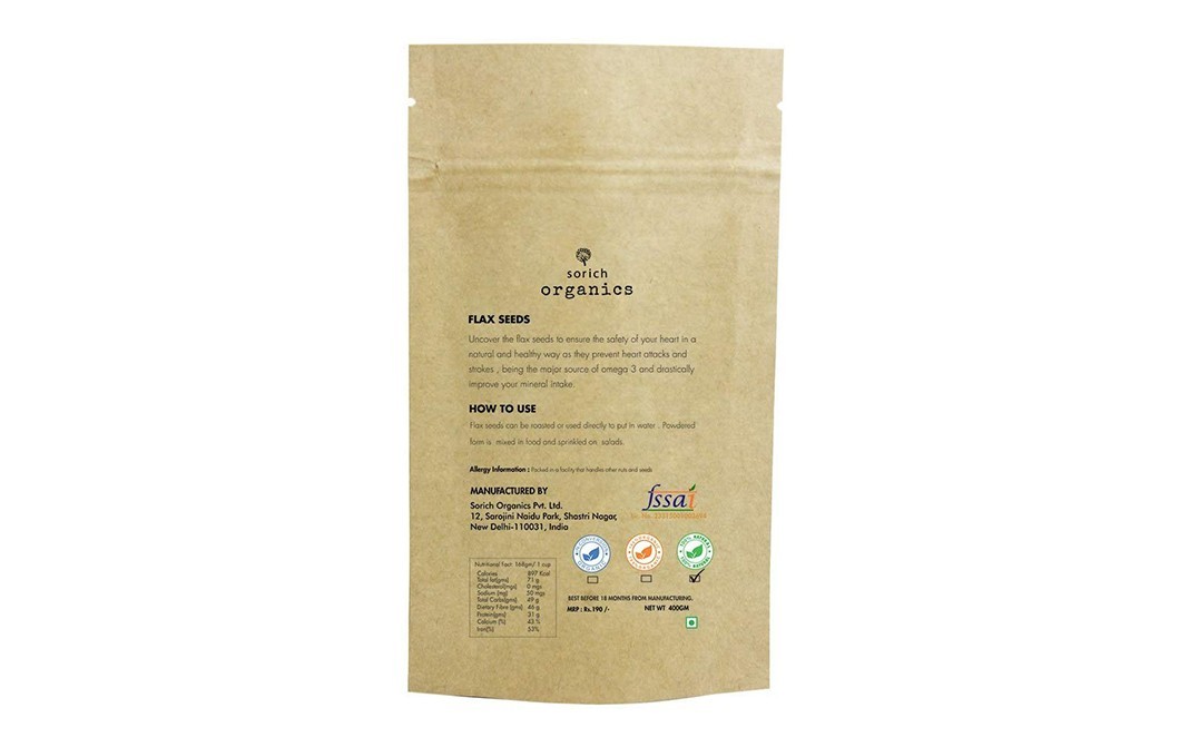 Sorich Organics Flax Seeds    Pack  400 grams